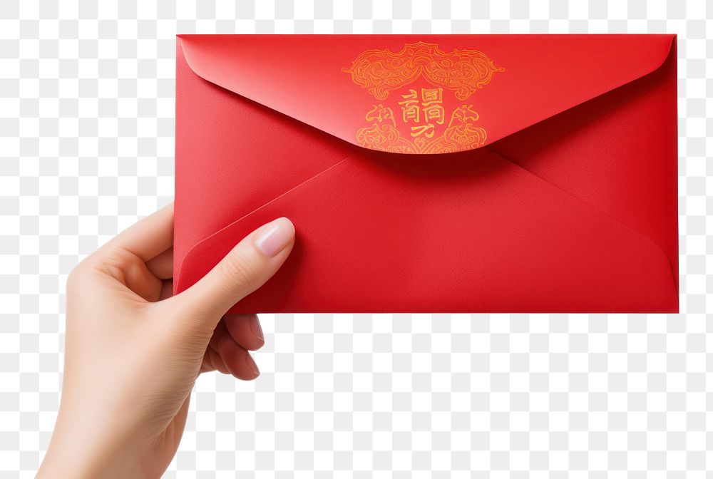 PNG Hand giving red envelope mail white background chinese new year. AI generated Image by rawpixel.