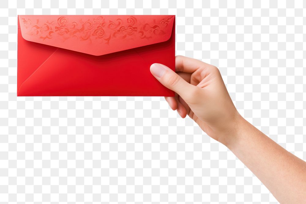 PNG Hand giving red envelope mail white background celebration. AI generated Image by rawpixel.