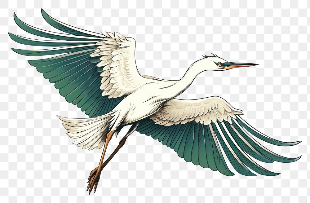 PNG Egret flying animal stork bird. AI generated Image by rawpixel.