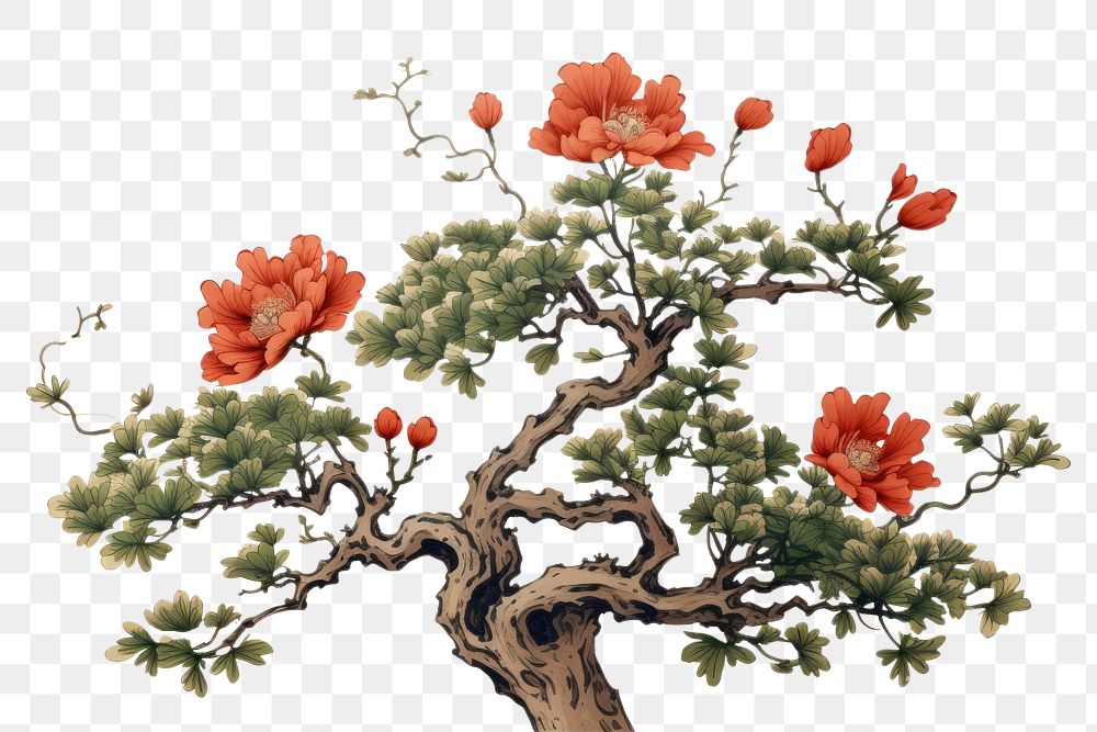 PNG Japanese flowers plant tree art. AI generated Image by rawpixel.