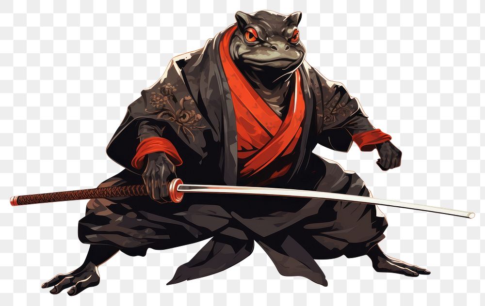 PNG Samurai frog animal disguise cartoon. AI generated Image by rawpixel.