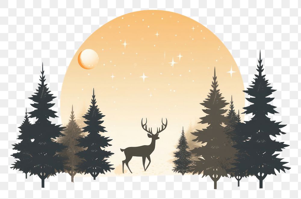 PNG  Reindeer tree christmas outdoors. AI generated Image by rawpixel.