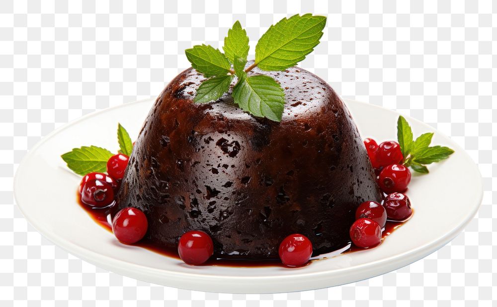 PNG  Christmas pudding chocolate dessert fruit. AI generated Image by rawpixel.