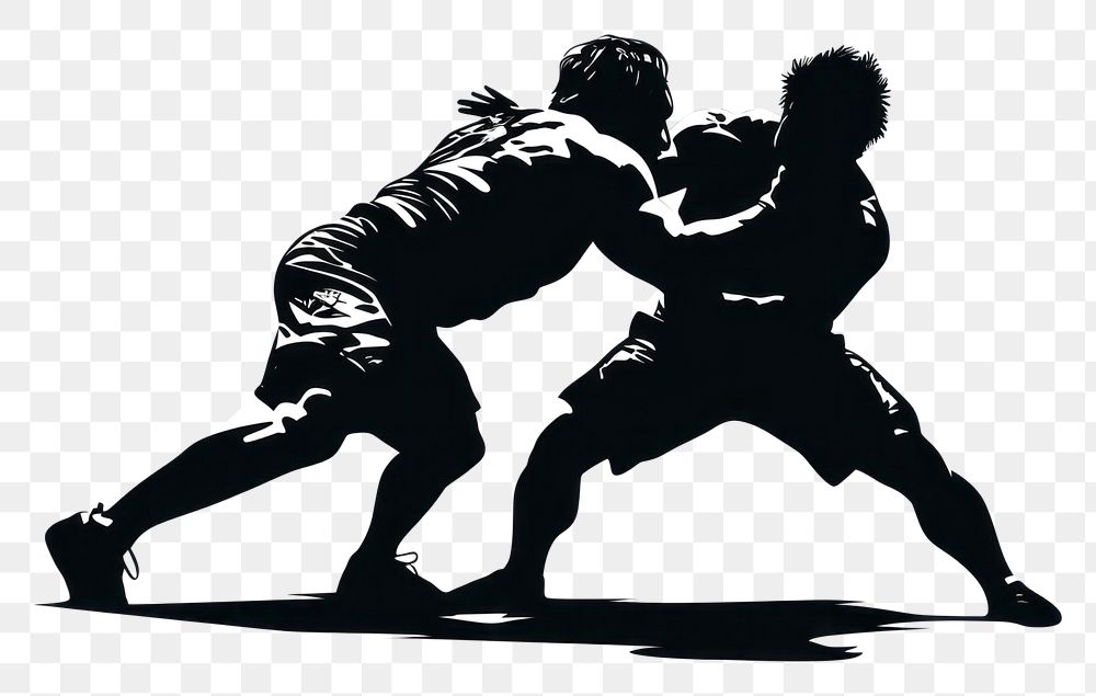 PNG Wrestling silhouette adult white background. AI generated Image by rawpixel.