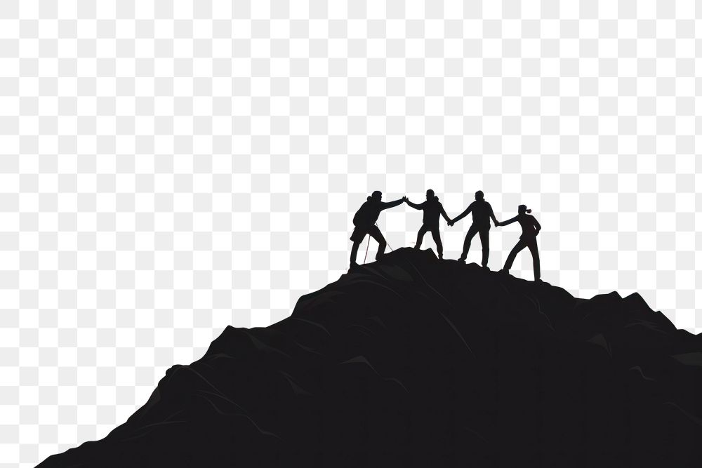 PNG  Teamwork mountain silhouette adventure