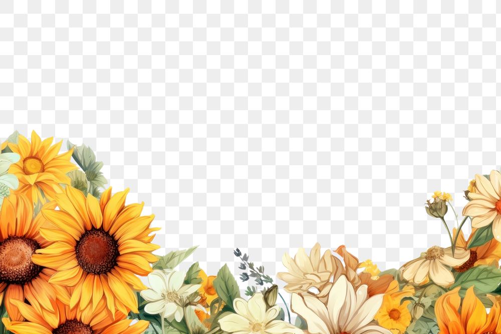 PNG  Summer sunflower pattern plant. AI generated Image by rawpixel.