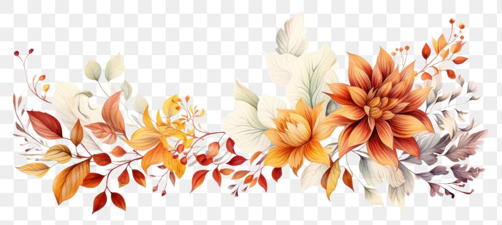 PNG  Autumn floral pattern flower plant. AI generated Image by rawpixel.