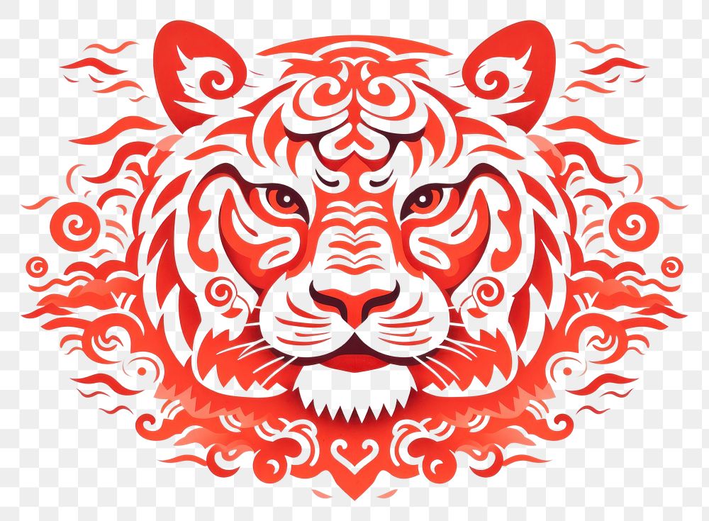 PNG  Red paper mammal tiger creativity. AI generated Image by rawpixel.