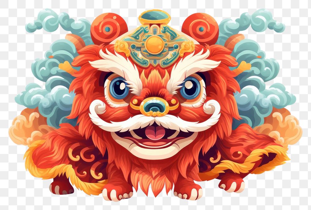 PNG  Lion dance mammal chinese new year representation. AI generated Image by rawpixel.