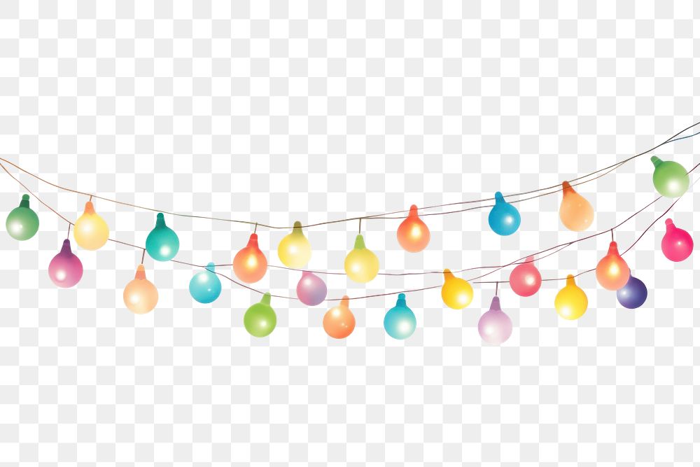 PNG  Holiday lights line white background clothesline. AI generated Image by rawpixel.