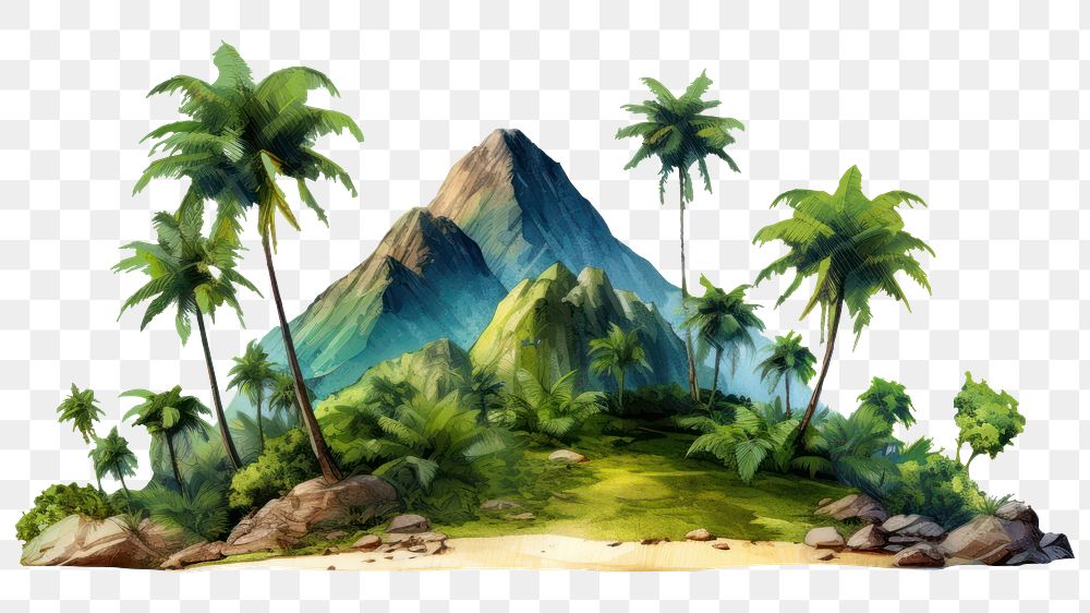 PNG Island landscape mountain outdoors. AI generated Image by rawpixel.