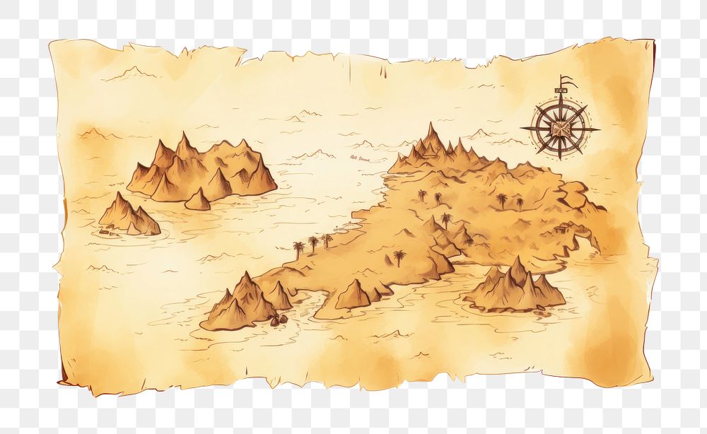 PNG A vintage pirate treasure map outdoors old tranquility. AI generated Image by rawpixel.