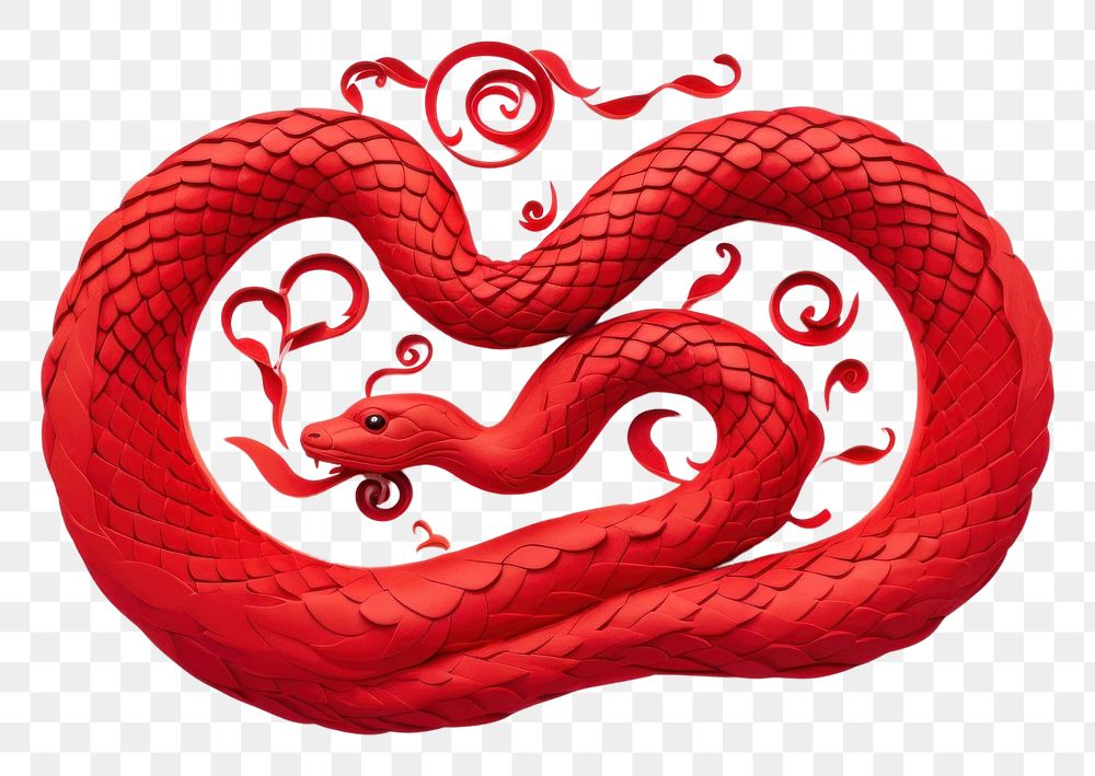PNG  Red paper snake chinese new year creativity. AI generated Image by rawpixel.