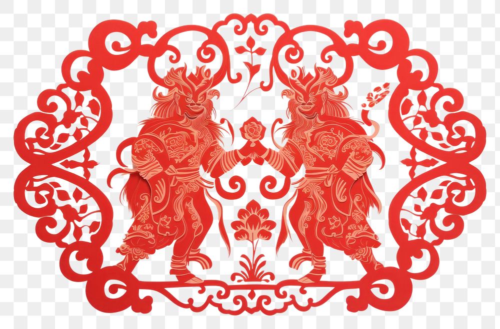 PNG  Red paper pattern art chinese new year. AI generated Image by rawpixel.