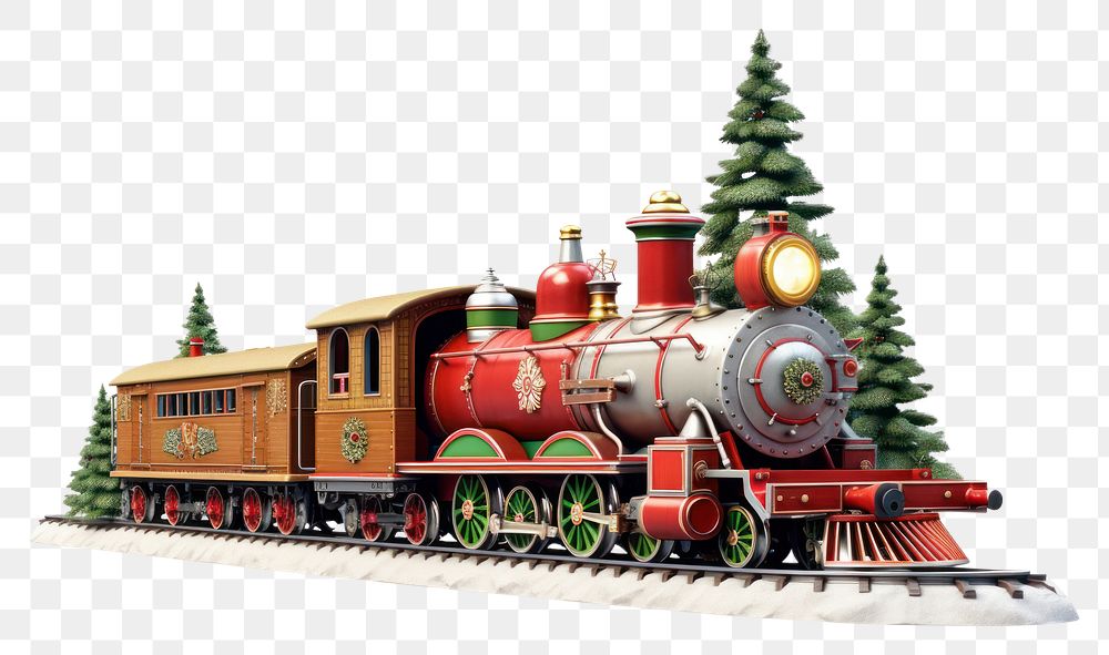 PNG Chrismas trains locomotive vehicle railway. AI generated Image by rawpixel.