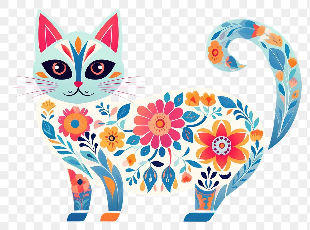 PNG A cat art pattern mammal. AI generated Image by rawpixel.