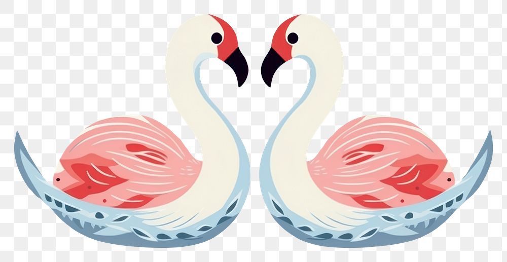 PNG Two swans flamingo pattern bird. AI generated Image by rawpixel.