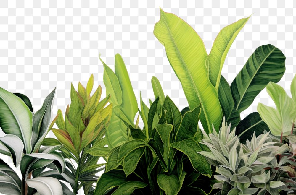 PNG  Tropical leaves backgrounds plant green. AI generated Image by rawpixel.