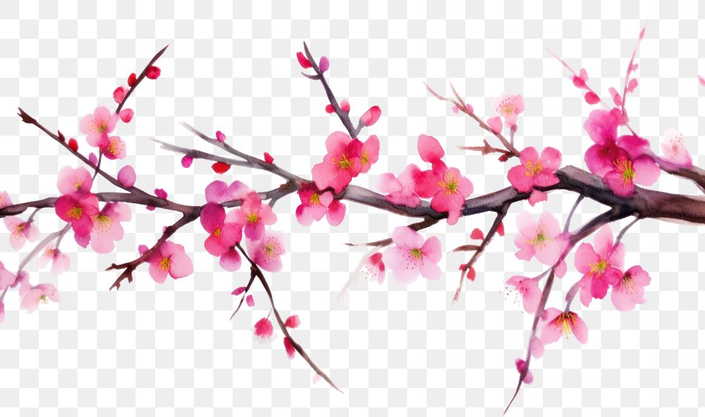 PNG  Pink blossom flower plant white background. AI generated Image by rawpixel.