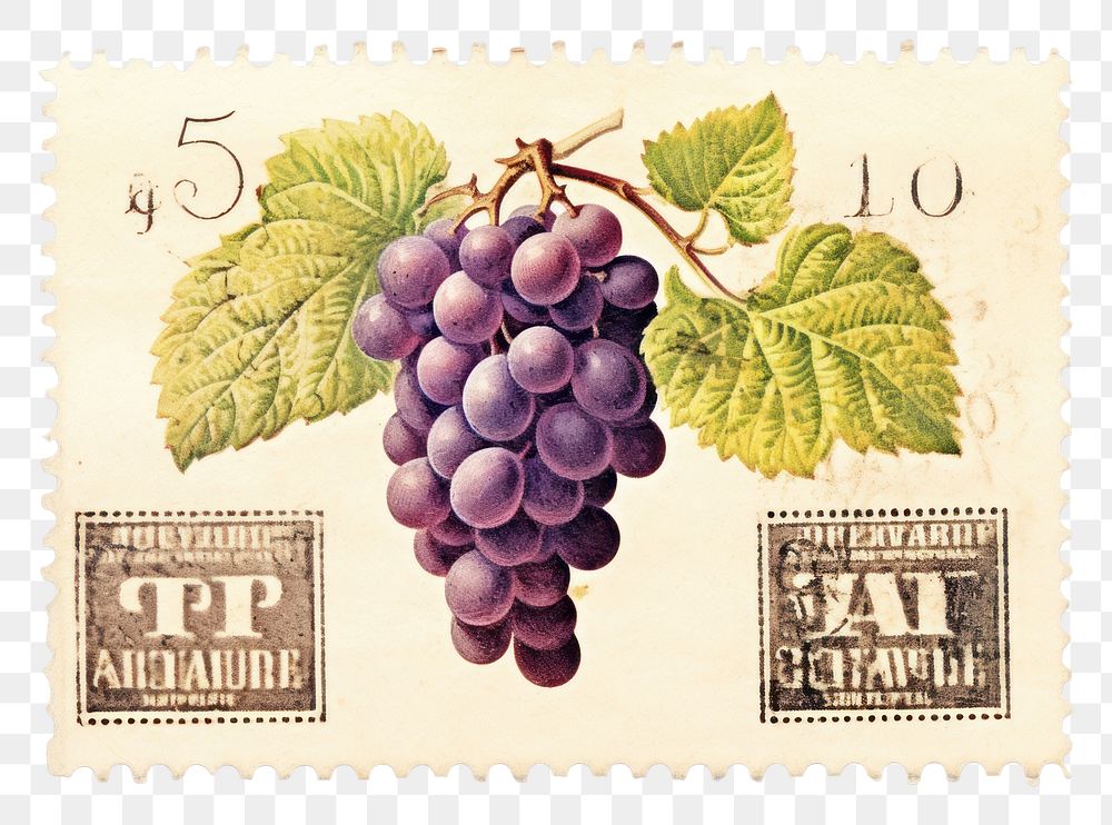 PNG Grapes vintage plant food postage stamp. AI generated Image by rawpixel.