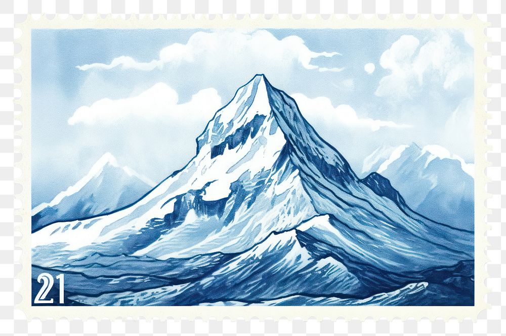 PNG Mountain illustration nature postage stamp landscape. AI generated Image by rawpixel.