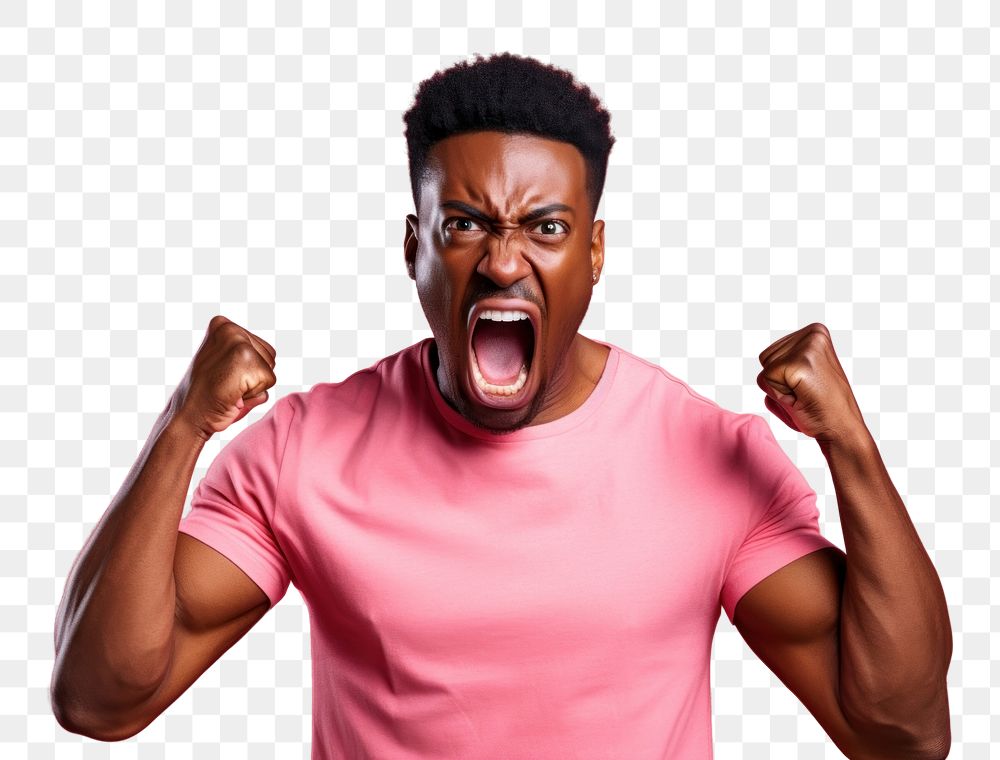 PNG  Man angry shouting adult bodybuilding. AI generated Image by rawpixel.