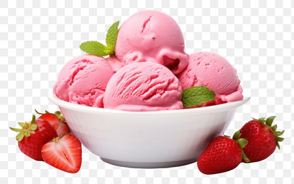 PNG  Strawberry ice cream dessert fruit plant. AI generated Image by rawpixel.