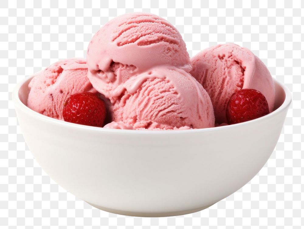 PNG  Strawberry ice cream dessert food white background. AI generated Image by rawpixel.