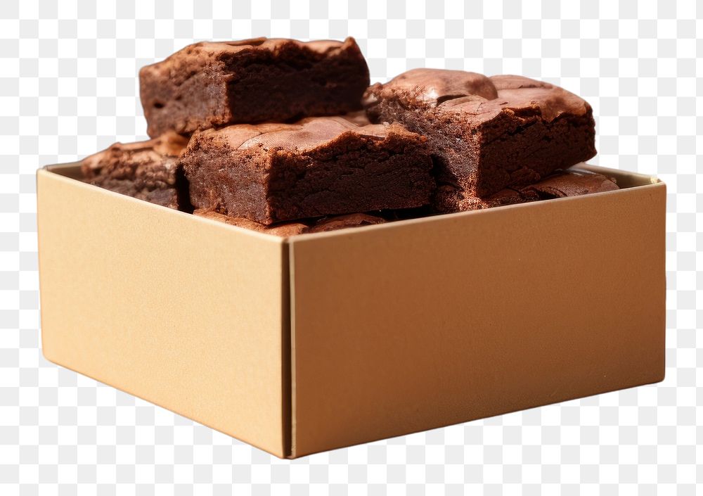 PNG  Brownies box chocolate dessert. AI generated Image by rawpixel.