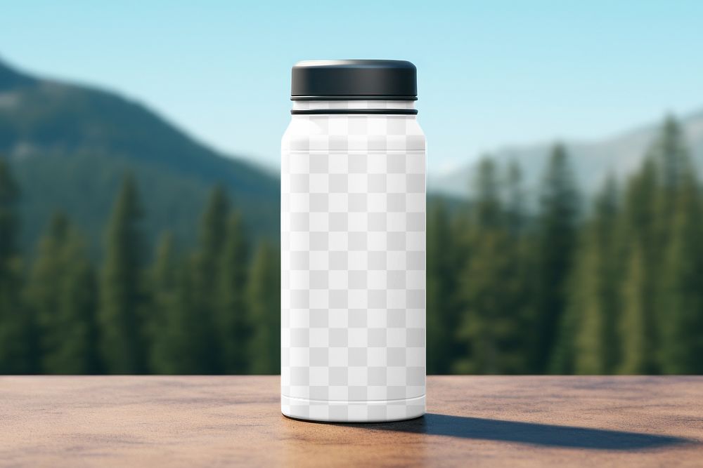 Portable water bottle png mockup, transparent design