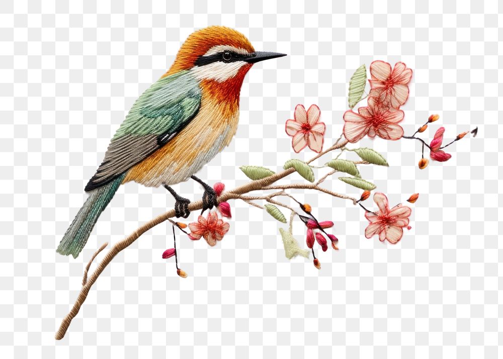 PNG Bird embroidery animal art AI generated Image by rawpixel