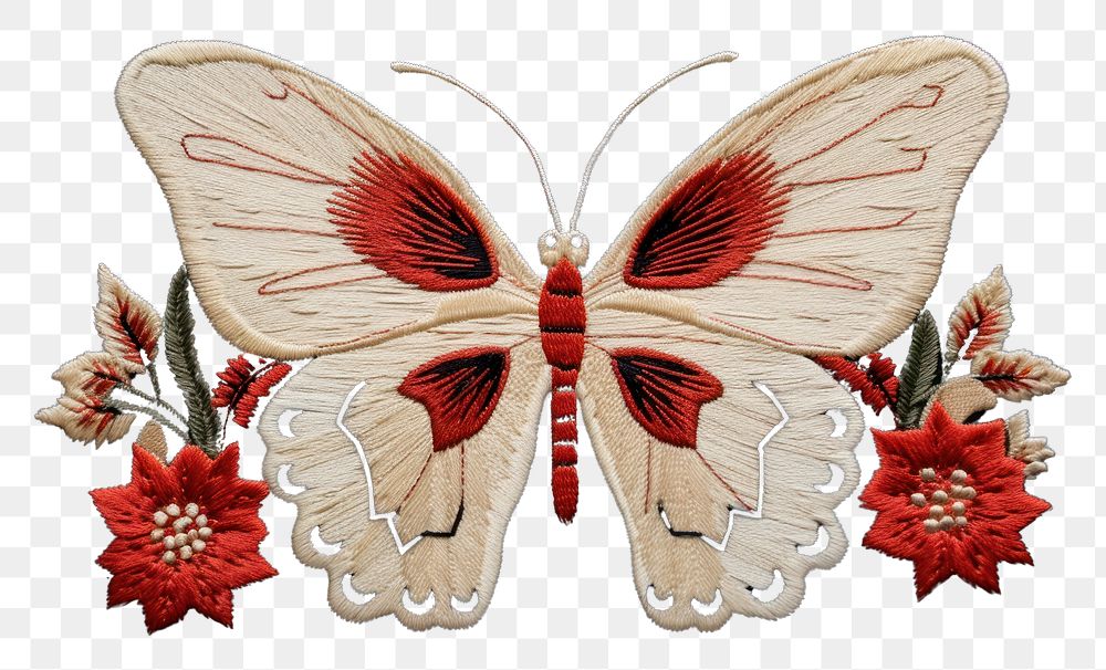 PNG Embroidery butterfly pattern animal. AI generated Image by rawpixel.
