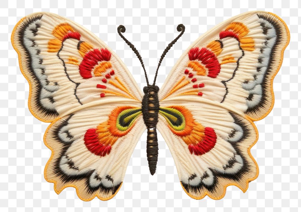 PNG Embroidery butterfly pattern animal AI generated Image by rawpixel