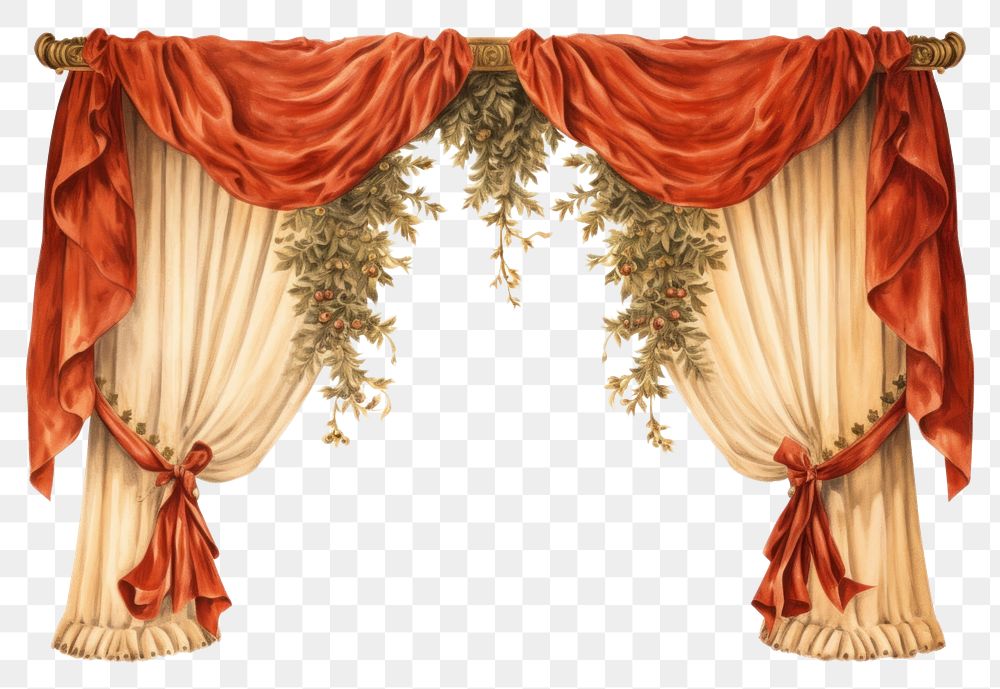 PNG Christmas curtains white background decoration furniture. AI generated Image by rawpixel.