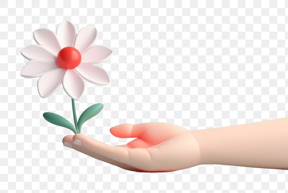 PNG Hand holding a flower petal daisy plant. AI generated Image by rawpixel.
