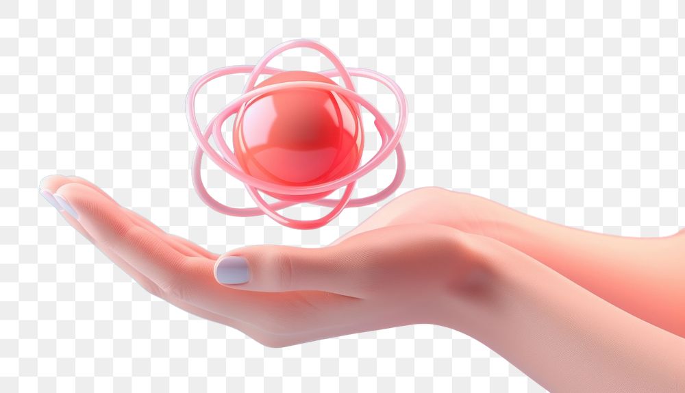 PNG Hand holding an atom adult art technology. AI generated Image by rawpixel.