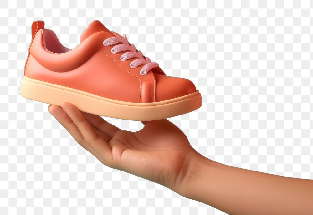 PNG Hand holding shoes footwear clothing leather. AI generated Image by rawpixel.