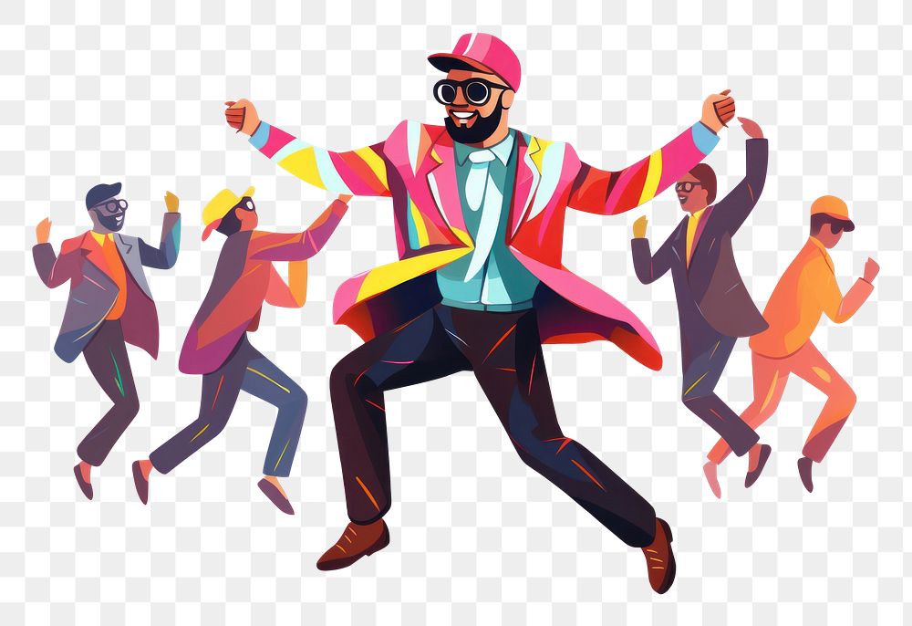 PNG  Man dancing cartoon adult party. AI generated Image by rawpixel.