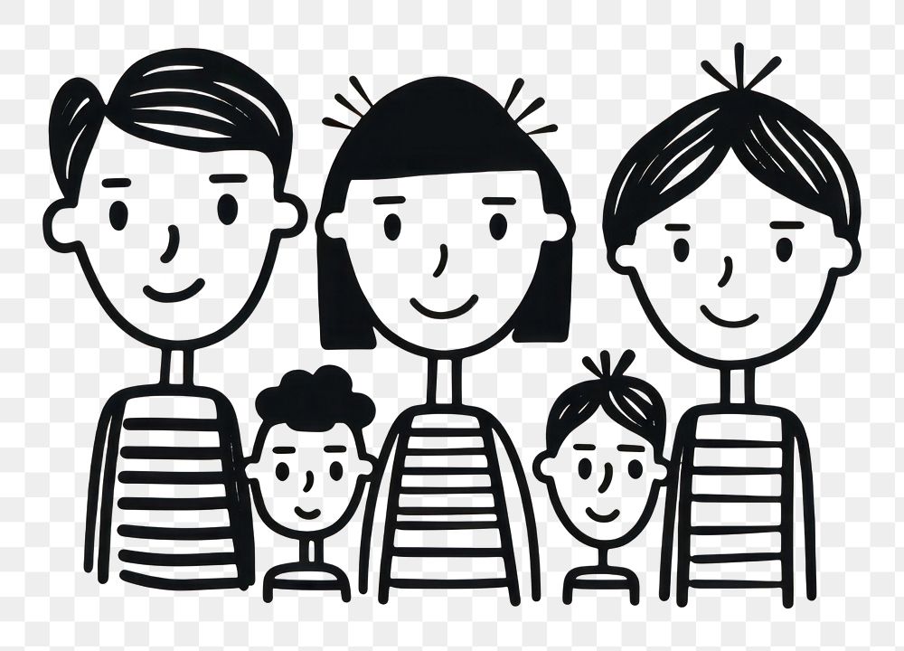 PNG  Family portrait drawing sketch art. AI generated Image by rawpixel.
