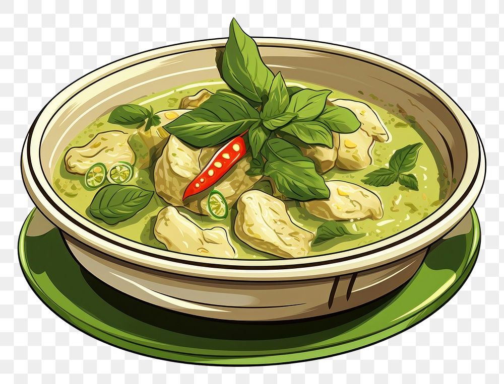 PNG  Thai green curry food soup dish. AI generated Image by rawpixel.
