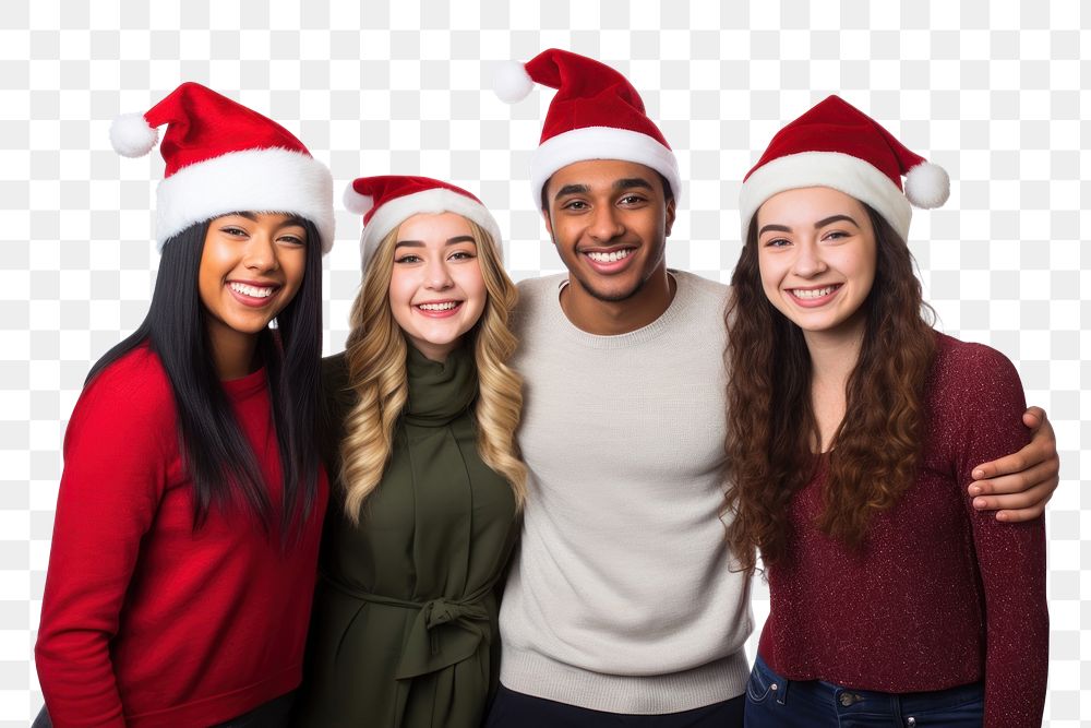 PNG University students wearing Christmas hat christmas laughing portrait. AI generated Image by rawpixel.