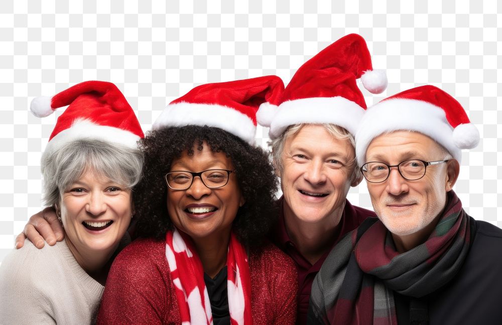 PNG Mature adults wearing Christmas hat christmas laughing togetherness. AI generated Image by rawpixel.