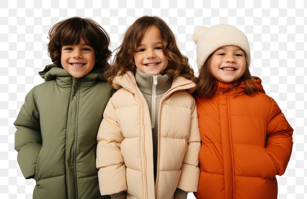 PNG  Happy kids wearing a winter jacket adult coat togetherness. AI generated Image by rawpixel.