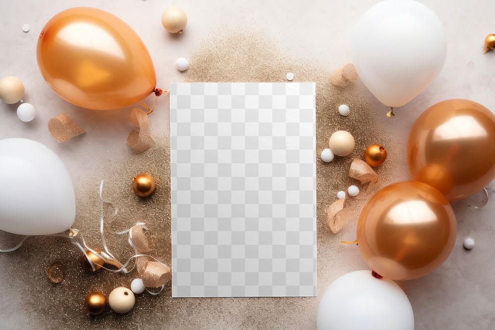 New Year party invitation card png mockup, transparent design