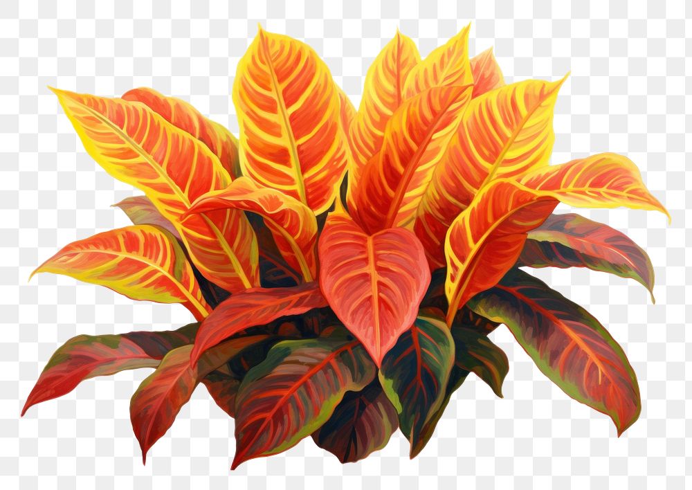 PNG  Croton Codiaeum variegatum Tropical leaves flower plant leaf. AI generated Image by rawpixel.