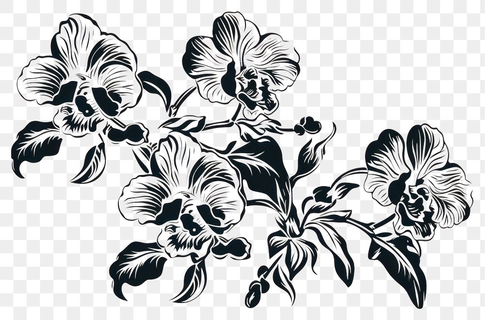 PNG Orchid pattern drawing flower. AI generated Image by rawpixel.