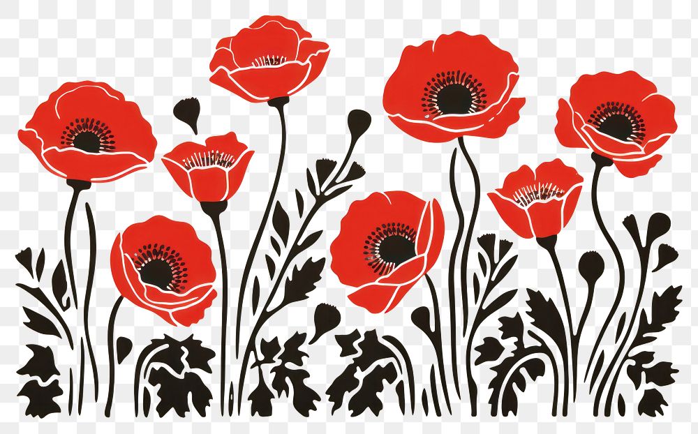 PNG Minimal poppy garden pattern flower plant. AI generated Image by rawpixel.