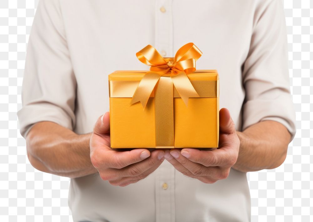 PNG Gift holding adult white background. AI generated Image by rawpixel.