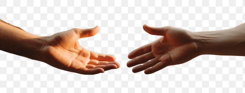 PNG  Hands reaching finger togetherness handshake. AI generated Image by rawpixel.