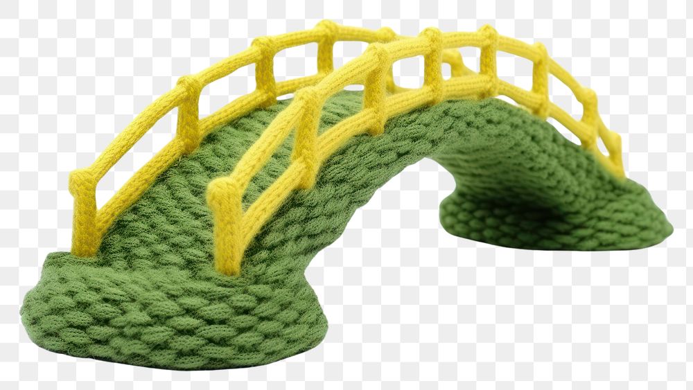 PNG  Knitted cute toy bridge white background architecture. AI generated Image by rawpixel.